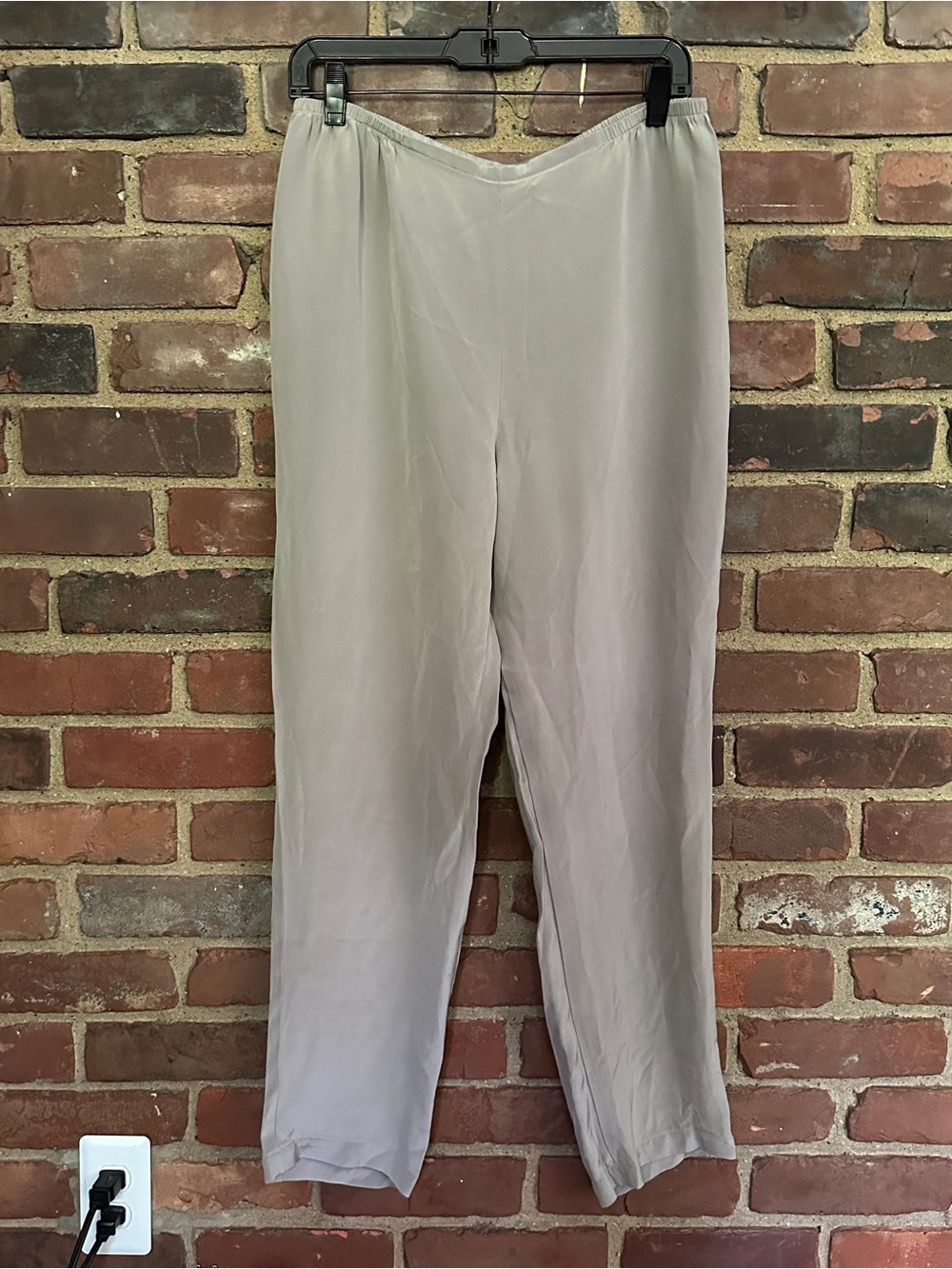 Caroline Rose | Silk Pull On Straight Leg Pants Sz Large X 28.5 -high rise